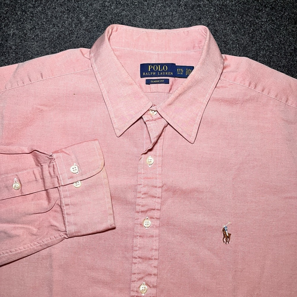 Ralph‎ Lauren Pink Button Down Shirt Men's XL Classic Fit Long Sleeve Flesh Pony